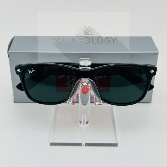 Ray-Ban Sunglasses RB2132 New Wayfarer Classic Black Frame Green G-15 Lens 55mm - Picture 1 of 6